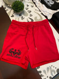 Red French Terry Bodybuilding Jogger Shorts