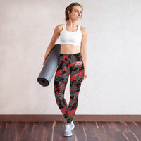 502BB Red Digital Yoga Leggings