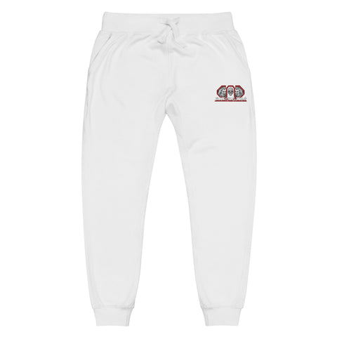502BB White Unisex Premium Fleece Sweatpants Red Logo - Cotton Heritage M7580